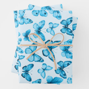 Butterfly Pattern Watercolor Elegant Pretty Gift Wrapping Paper Sheet