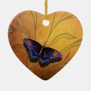 Butterfly Pause V2 Heart Ornament