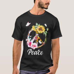 Butterfly Peace Sign Floral Flower Garden Nature1 T-Shirt