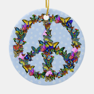 Butterfly Peace Symbol Ceramic Tree Decoration