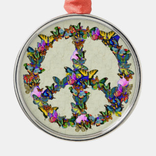 Butterfly Peace Symbol Metal Tree Decoration