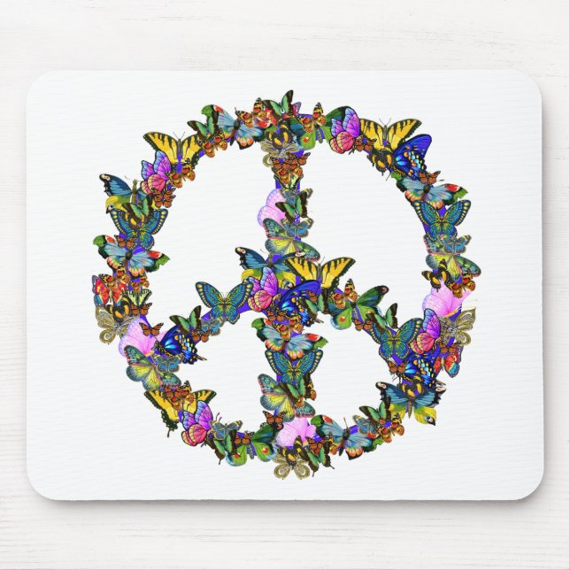Butterfly Peace Symbol Mouse Mat (Front)