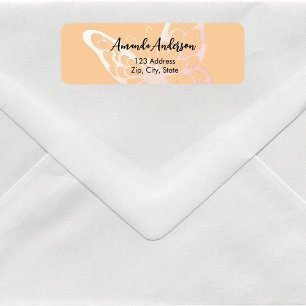 Butterfly peach pink return address label