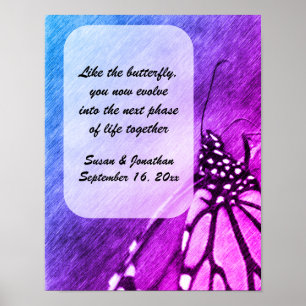 Butterfly Pencil Art Personalised Wedding Poster