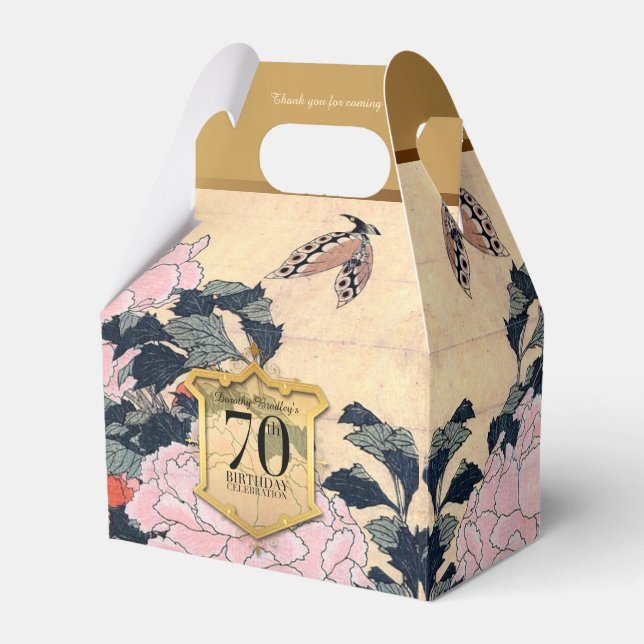 Butterfly Peonies 70th Birthday Thank You GFB Favour Box (Front Side)