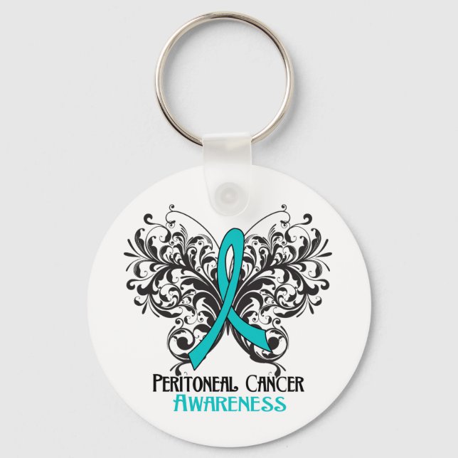 Butterfly Peritoneal Cancer Awareness Key Ring (Front)