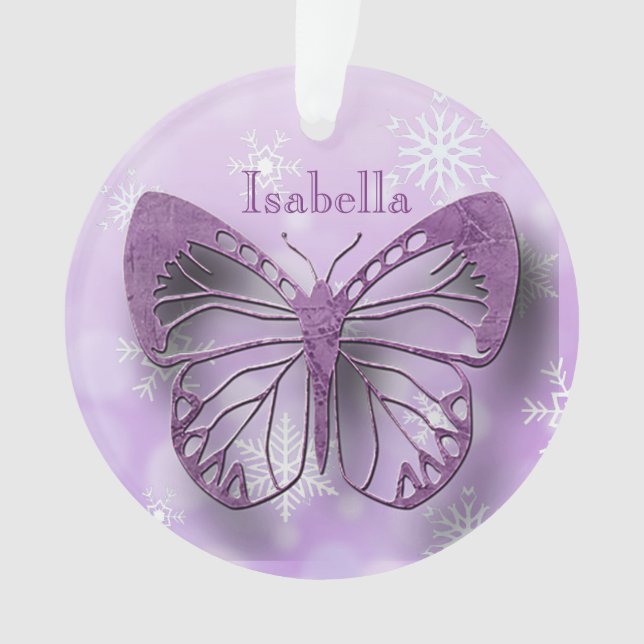 Butterfly Personal Message Christmas Keepsake Ornament (Front)