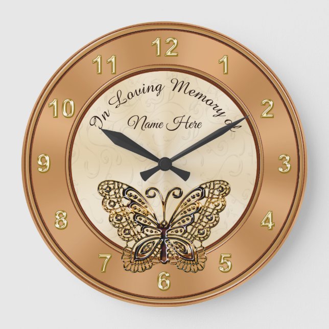 Butterfly Personalised In Loving Memory Gifts Large Clock (Front)