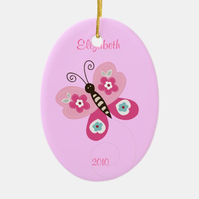 BUTTERFLY Personalised Name Christmas Ornament (Front)