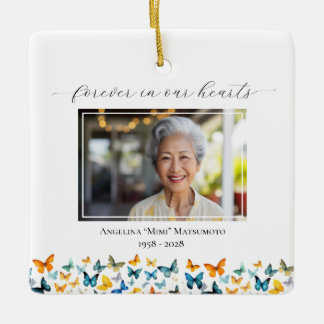 Butterfly Personalised Square Ornament - 2 Photos