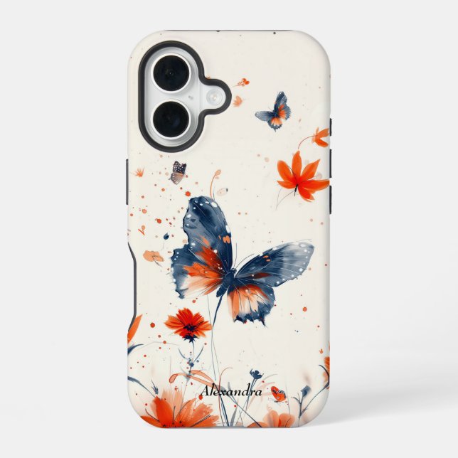 Butterfly, personalized iPhone 16 case (Back)