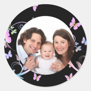 Butterfly/ Photo Classic Round Sticker