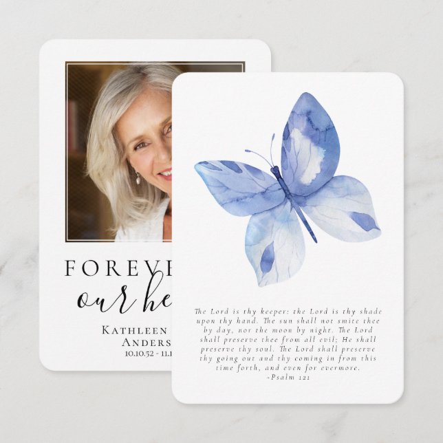Butterfly Photo Funeral Prayer Card (Front/Back)