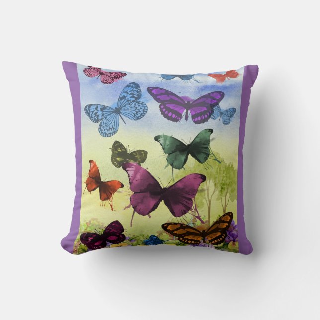 Butterfly Pillow with Purple Back (Front)