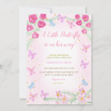 Butterfly Pink Baby Shower Invitation