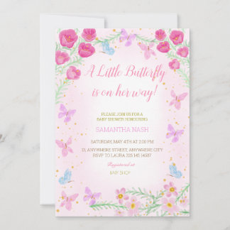 Butterfly Pink Baby Shower Invitation