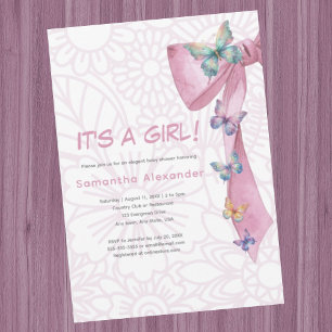 Butterfly Pink baby shower Invitation