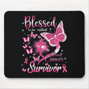 Butterfly Pink Blessed To Be Called Breast Cancer Mouse Mat