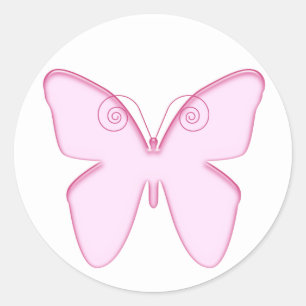 butterfly pink classic round sticker