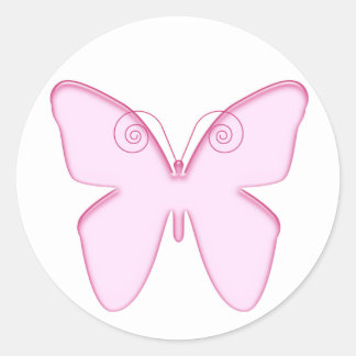 butterfly pink classic round sticker