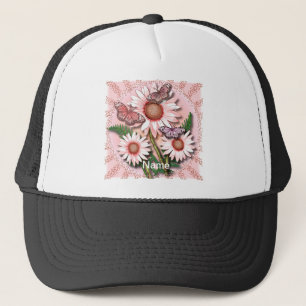 Butterfly Pink Daisies Trucker Hat