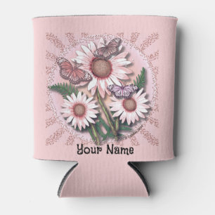 Butterfly Pink Daisy  Can Cooler