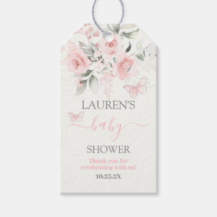 Butterfly Pink floral Baby Shower Gift Tag