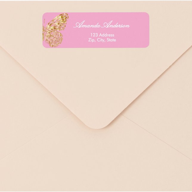 Butterfly pink gold return address (Creator Uploaded)