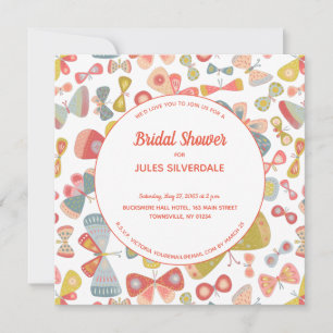 Butterfly Pink Green Bridal Shower Invitation