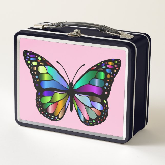 BUTTERFLY PINK METAL LUNCHBOXES (Front)