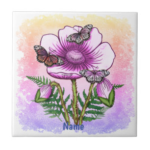 Butterfly Pink Poppy  Tile