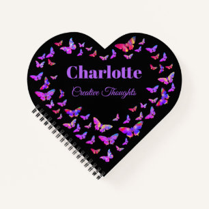 Butterfly pink purple creative thoughts Add Name Notebook