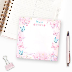 Butterfly Pink Purple Floral Name Post-it Notes