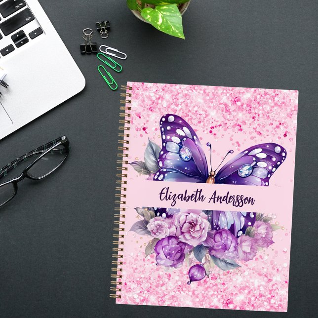 Butterfly pink purple flowers notebook (Creator Uploaded)