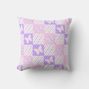 Butterfly Pink Purple Polka Dot Baby Girl Nursery  Cushion