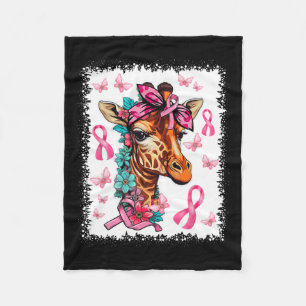 Butterfly Pink Ribbon Floral Breast Cancer Awarene Fleece Blanket