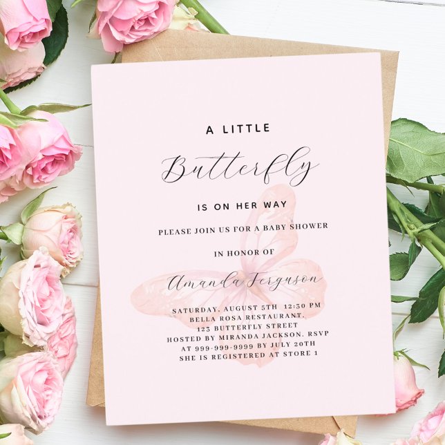 Butterfly pink rose gold girl budget Baby Shower (Creator Uploaded)