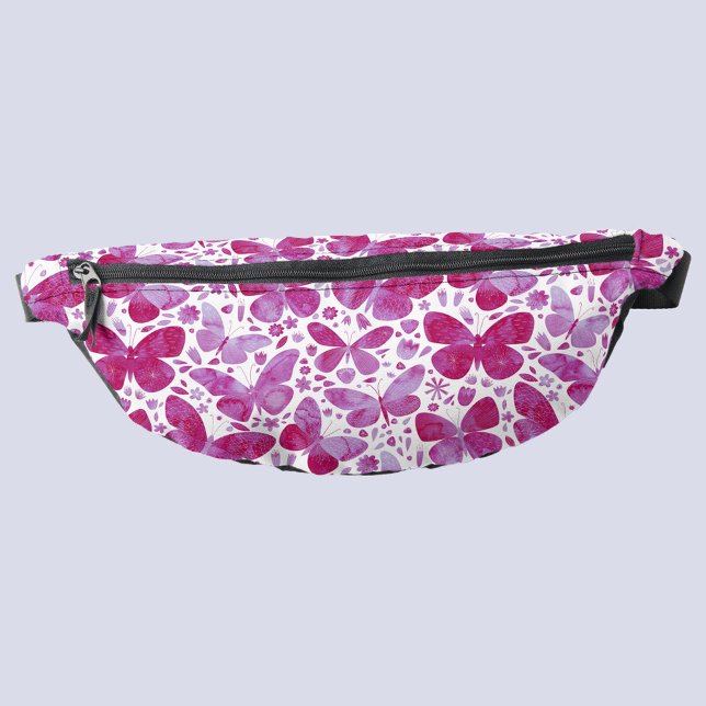 Butterfly Pink Watercolor Bum Bags (Pink butterfly watercolor pattern fanny pack)