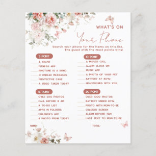 Butterfly Pink What's on Your Phone Baby Shower