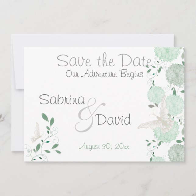 Butterfly Pistachio Chrysanthemum  Save the Date (Front)