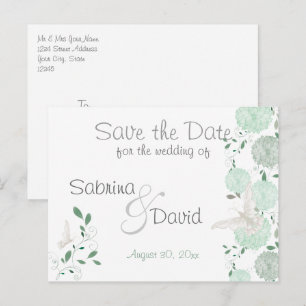 Butterfly Pistachio Chrysanthemum Save the Date Announcement Postcard