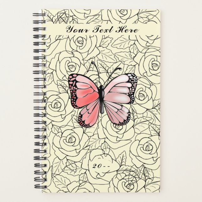 Butterfly Planner with Custom Text Name Year (Front)