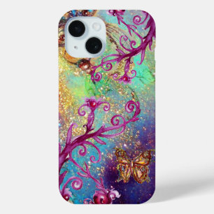 BUTTERFLY PLANT / MAGIC SWIRLS IN SPARKLE blue iPhone 15 Case