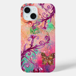 BUTTERFLY PLANT / MAGIC SWIRLS IN SPARKLE pink iPhone 15 Case