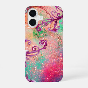 BUTTERFLY PLANT / MAGIC SWIRLS IN SPARKLE pink iPhone 16 Case
