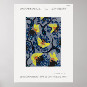 Butterfly pochoir pattern in Art Nouveau  Poster