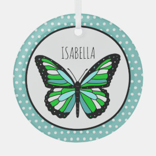 Butterfly Polka Dot Personalised Christmas Glass Tree Decoration