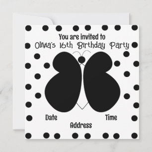 Butterfly Polka Dots Birthday Party Invitation