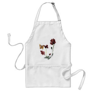Butterfly Poppy Flowers Illustration Standard Apron
