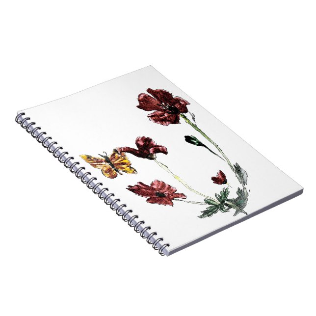 Butterfly Poppy Flowers Nature Notebook (Right Side)